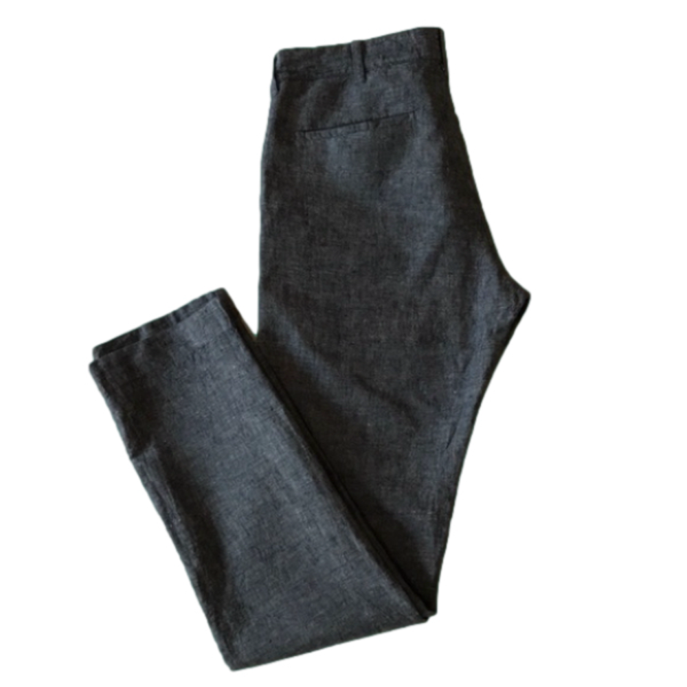 J.CREW—THE DRIGGS Men’s Dark Gray Slate Linen Cotton Blend Straight Leg Chinos